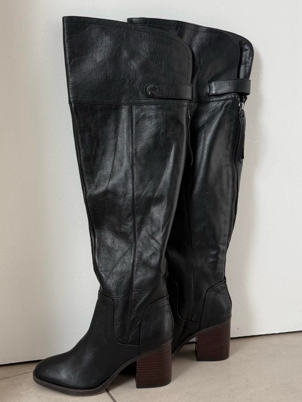 Y2K inspired Black Knee High Boots Tall Riding Boots